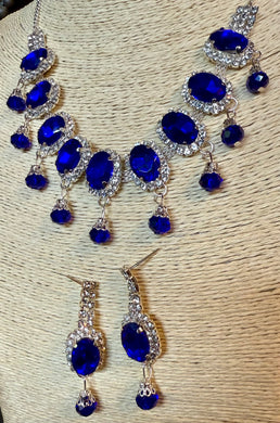 Necklace and Earrings Set: American Diamonds and Stones