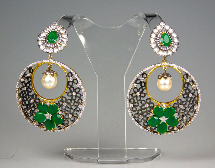 Earrings: Emerald & American Diamond Collection